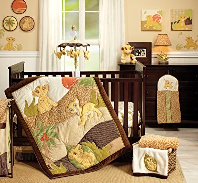 Product: Disney Lion King Simba's Wild Adventure 7 Piece Nursery Crib Bedding Set, Appliqued Comforter, Sage, Orange, Brown, Ivory