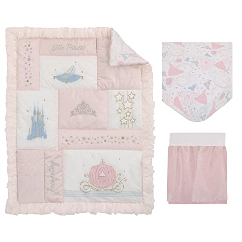 Disney Princess Enchanting Dreams Nursery Crib Bedding Set, 3 Piece Pink White Comforter Cotton Sheet Skirt, 28x52 4 Product: Disney Princess Enchanting Dreams Pink and White 3 Piece Nursery Crib Bedding Set - Comforter, 100% Cotton Fitted Crib Sheet, and Crib Skirt