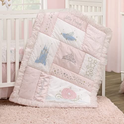 Disney Princess Enchanting Dreams Nursery Crib Bedding Set, 3 Piece Pink White Comforter Cotton Sheet Skirt, 28x52 13 Product: Disney Princess Enchanting Dreams Pink and White 3 Piece Nursery Crib Bedding Set - Comforter, 100% Cotton Fitted Crib Sheet, and Crib Skirt