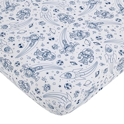Disney Toy Story Nursery Crib Bedding Set, Blue Gray 3 Piece Comforter Fitted Sheet Crib Skirt, 28x52in 8 Product: Disney Toy Story Outta This World Blue and Gray 3 Piece Nursery Crib Bedding Set - Comforter, Fitted Crib Sheet, and Crib Skirt