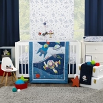 Product: Disney Toy Story Outta This World Blue and Gray 3 Piece Nursery Crib Bedding Set - Comforter, Fitted Crib Sheet, and Crib Skirt