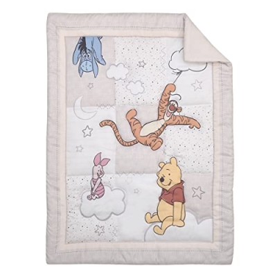 Winnie the Pooh Crib Bedding Set, Grey White Nursery Bundle, 3 Piece Comforter Sheet Skirt, Disney Baby 3pc Set 6 Product: Disney Winnie The Pooh - Blustery Day Grey and White Clouds with Piglet, Tigger and Eeyore 3 Piece Nursery Crib Bedding Set - Comforter, Fitted Crib Sheet and Crib Skirt