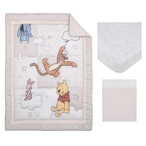 Winnie the Pooh Crib Bedding Set, Grey White Nursery Bundle, 3 Piece Comforter Sheet Skirt, Disney Baby 3pc Set 4 Product: Disney Winnie The Pooh - Blustery Day Grey and White Clouds with Piglet, Tigger and Eeyore 3 Piece Nursery Crib Bedding Set - Comforter, Fitted Crib Sheet and Crib Skirt
