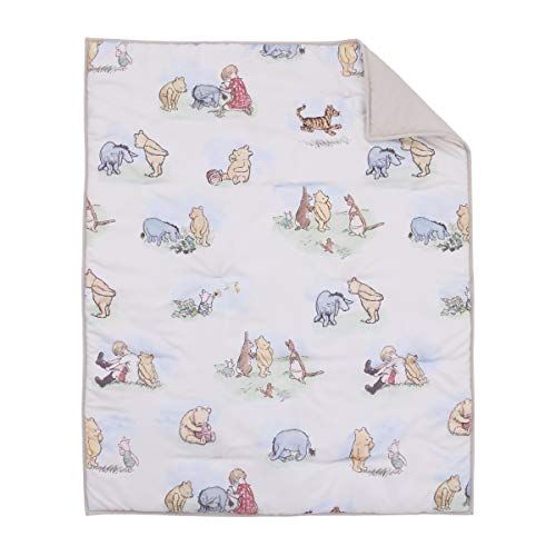 Product: Disney Winnie The Pooh Classic Pooh Ivory, Blue, Sage, Tan Storybook 6 Piece Nursery Crib Bedding Set - Comforter, 2 Fitted Crib Sheets, Dust Ruffle, Baby Blanket, Changing Pad Cover