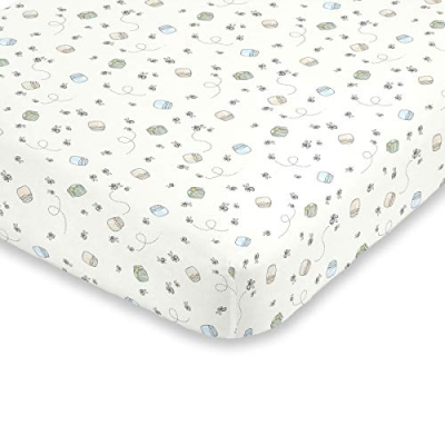 Product: Disney Winnie The Pooh Classic Pooh Ivory, Blue, Sage, Tan Storybook 6 Piece Nursery Crib Bedding Set - Comforter, 2 Fitted Crib Sheets, Dust Ruffle, Baby Blanket, Changing Pad Cover