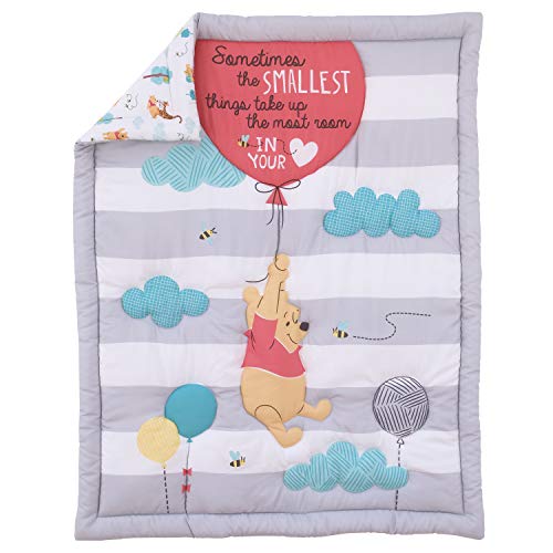 Disney Winnie the Pooh Nursery Crib Bedding Set, 4 Piece Aqua Grey White Red, Standard Crib 28x52 in 1 Product: Disney Winnie The Pooh First Best Friend 4 Piece Nursery Crib Bedding Set, Aqua/Grey/White/Red, 4 Piece Set (Pack of 1)