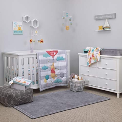 Product: Disney Winnie The Pooh First Best Friend 4 Piece Nursery Crib Bedding Set, Aqua/Grey/White/Red, 4 Piece Set (Pack of 1)
