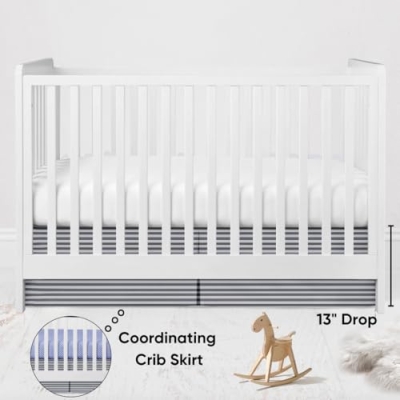 Product: Elephants Crib Bedding & Nursery Decor Set 10 pc Crib Bedding Set with 2 Crib Fitted Sheets (Blue Navy Gray)