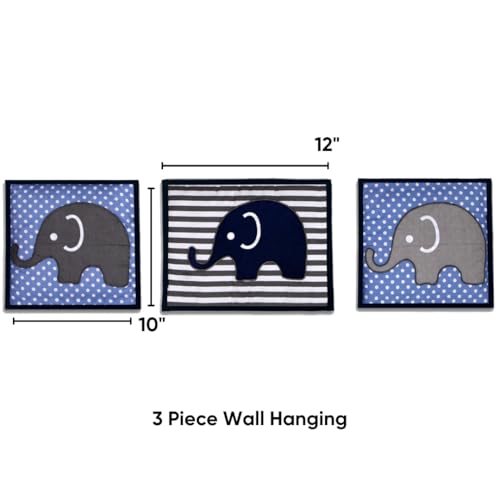 Product: Elephants Crib Bedding & Nursery Decor Set 10 pc Crib Bedding Set with 2 Crib Fitted Sheets (Blue Navy Gray)