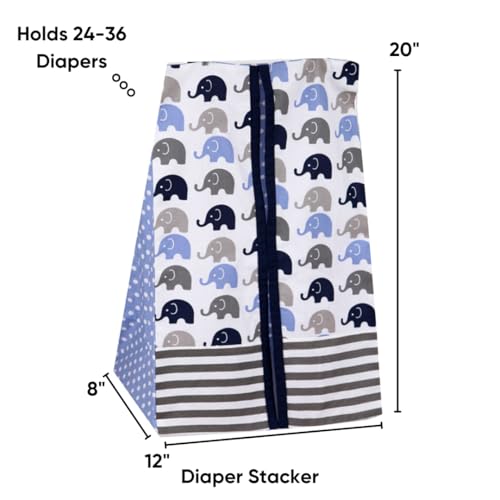 Product: Elephants Crib Bedding & Nursery Decor Set 10 pc Crib Bedding Set with 2 Crib Fitted Sheets (Blue Navy Gray)
