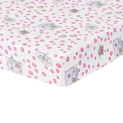Product: EVERYDAY KIDS Precious Moments Noah’s Ark 4 Pc Crib Bedding for Girls Nursery Set Includes Baby Bed Quilt, Fitted Sheet, Dust Ruffle and Diaper Stacker with Sweet Images of Elephants and Giraffes