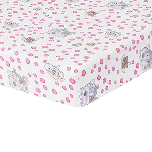 Product: EVERYDAY KIDS Precious Moments Noah’s Ark 4 Pc Crib Bedding for Girls Nursery Set Includes Baby Bed Quilt, Fitted Sheet, Dust Ruffle and Diaper Stacker with Sweet Images of Elephants and Giraffes