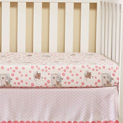Product: EVERYDAY KIDS Precious Moments Noah’s Ark 4 Pc Crib Bedding for Girls Nursery Set Includes Baby Bed Quilt, Fitted Sheet, Dust Ruffle and Diaper Stacker with Sweet Images of Elephants and Giraffes