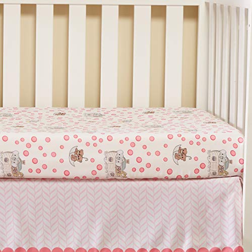 Product: EVERYDAY KIDS Precious Moments Noah’s Ark 4 Pc Crib Bedding for Girls Nursery Set Includes Baby Bed Quilt, Fitted Sheet, Dust Ruffle and Diaper Stacker with Sweet Images of Elephants and Giraffes