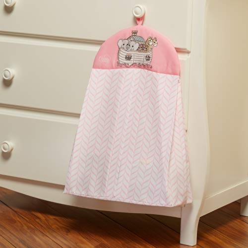 Product: EVERYDAY KIDS Precious Moments Noah’s Ark 4 Pc Crib Bedding for Girls Nursery Set Includes Baby Bed Quilt, Fitted Sheet, Dust Ruffle and Diaper Stacker with Sweet Images of Elephants and Giraffes