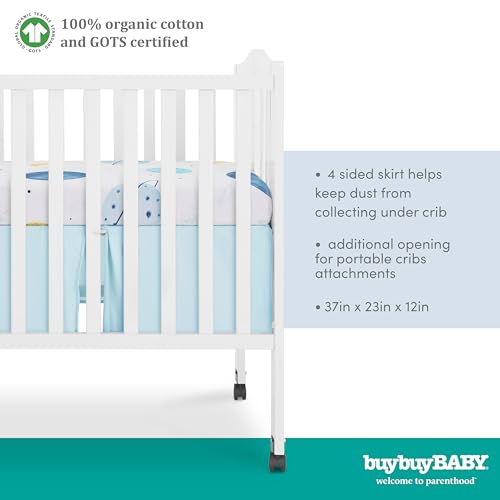 Organic Cotton Crib Bedding Set, Seafoam Green Cloud Nursery Bundle, 3 Piece Dreamer Baby Bedding, 100% Organic Cotton, Standard Crib 4 Product: Evolur Buybuy Baby Arctic Blue & Space Print 3 Piece Mini Crib Bedding Set, Machine Washable, Soft and Breathable Toddler Bedding Set, Includes Fitted Sheet, Comfortor and Crib Skirt