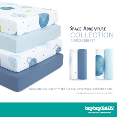 Product: Evolur Space Adventure 3 Piece Crib Bedding Set, Machine Washable, Soft and Breathable Toddler Bedding Set, Includes Fitted Sheet, Wearable Blanket and Crib Skirt