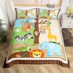 Product: Feelyou Crib Safari Animals Bedding Set Queen, Cartoon Crocodile Elephant Duvet Cover Yellow Giraffe Comforter Cover Kids Toddler Nursery Jungle Animals Bedspread Cover Kids (No Comforter)