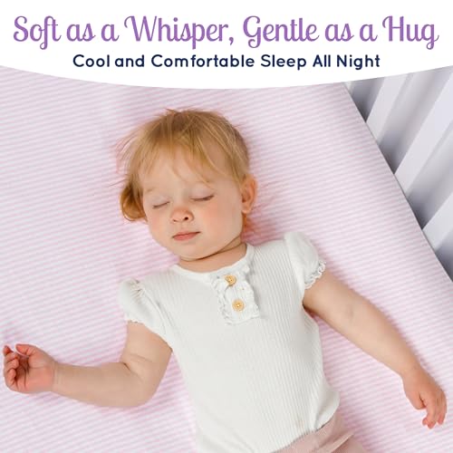 Butterflies Flowers Fitted Crib Sheets, Baby Girl Nursery Bedding, Soft Jersey Cotton, Pink White, 52x28x9in 4 Product: GROW WILD Butterflies & Flowers Fitted Crib Sheets Girl (3 Pack) - Soft Jersey Cotton Fitted Sheet, Toddler Bed Mattress & Baby Crib Bedding Set for Girls, Baby Girl Nursery Crib - Pink & White