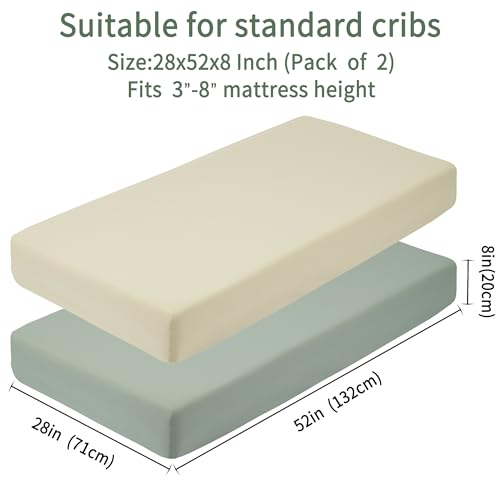 Product: GUNTAIL Baby Crib Sheets for Boys Girls, 2 Pack Fitted Crib Sheet for Standard Crib and Toddler Mattress, Soft Microfiber Baby Sheet 52x28x8in (Brown & Green)
