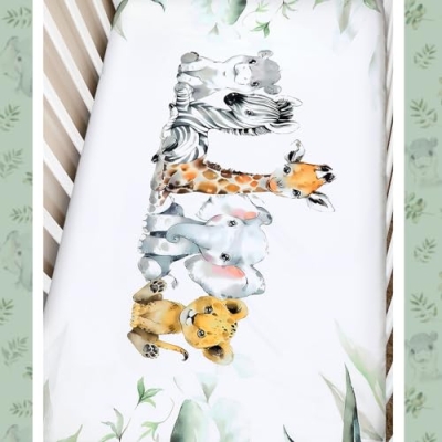 Safari Animals Eucalyptus Crib Bedding, Watercolor Quilt Sheet Skirt Set, Gender Neutral Nursery, 3 Piece 120cm 11 Product: Hahafelt 3 Pcs Baby Crib Bedding Set Safari Animals Dinosaurs Teddy Bear Woodland Animals Jungle Crib Set Includes Quilt, Fitted Sheet, Skirt for Baby Boy Girl (Light Blue,Safari)
