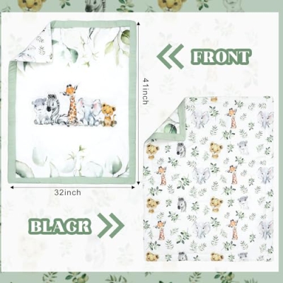 Safari Animals Eucalyptus Crib Bedding, Watercolor Quilt Sheet Skirt Set, Gender Neutral Nursery, 3 Piece 120cm 9 Product: Hahafelt 3 Pcs Baby Crib Bedding Set Safari Animals Dinosaurs Teddy Bear Woodland Animals Jungle Crib Set Includes Quilt, Fitted Sheet, Skirt for Baby Boy Girl (Light Blue,Safari)