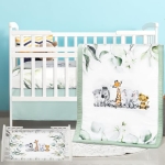 Product: Hahafelt 3 Pcs Baby Crib Bedding Set Safari Animals Dinosaurs Teddy Bear Woodland Animals Jungle Crib Set Includes Quilt, Fitted Sheet, Skirt for Baby Boy Girl (Light Blue,Safari)
