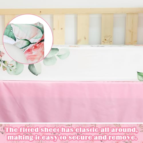 Product: Hahafelt 3 Pcs Baby Crib Bedding Set Safari Animals Dinosaurs Teddy Bear Woodland Animals Jungle Crib Set Includes Quilt, Fitted Sheet, Skirt for Baby Boy Girl(Pink,Safari)