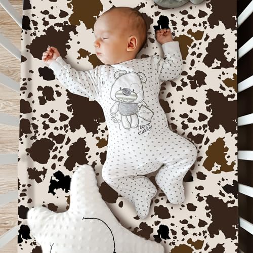 Western Cowboy Crib Bedding Set, 3 Piece Nursery Bundle, Comforter Fitted Sheet Dust Ruffle, Brown Green 32x41in Sheets 28x52in 4 Product: Hahafelt 3 Piece Patchwork Western Crib Bedding Set, Neutral Cow Cactus Print Baby Bedding, Barnyard Western Nursery Decor, Standard Size Soft Baby Bed Set Includes Quilt, Fitted Crib Sheet, Bed Skirt