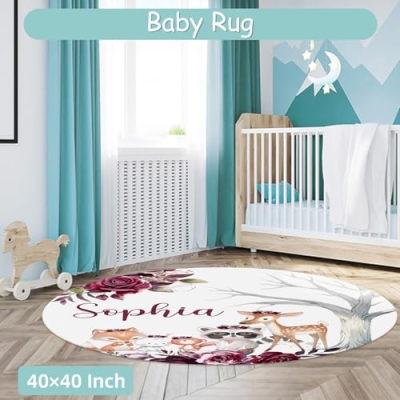 Product: Hatchaa Personalized Baby Crib Bedding Set - 3 Piece Custom Name Nursery Bedding Crib Set for Girls Boys, Floral Woodland Animals Baby Bedding Sets for Toddlers Infants New Parents Customized Gifts