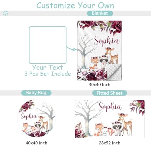 Product: Hatchaa Personalized Baby Crib Bedding Set - 3 Piece Custom Name Nursery Bedding Crib Set for Girls Boys, Floral Woodland Animals Baby Bedding Sets for Toddlers Infants New Parents Customized Gifts