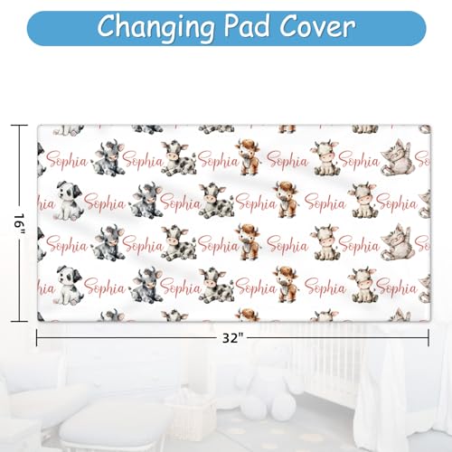 Product: Hatchaa Personalized Baby Crib Bedding Set, 5 Pcs Custom Farm Animals Pattern Nurery Bedding Set for Boys and Girls, Baby Blanket with Dotted Backing, Newborns Infant & Toddler Customized Gifts