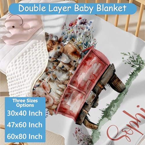 Product: Hatchaa Personalized Baby Crib Bedding Set, 5 Pcs Custom Farm Animals Pattern Nurery Bedding Set for Boys and Girls, Baby Blanket with Dotted Backing, Newborns Infant & Toddler Customized Gifts