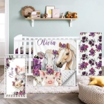 Product: Hatchaa Personalized Name Baby Crib Bedding Set - 3 Piece Print Farm Animals Baby Crib Set for Girls Boys, Toddler Crib Bedding Set, Double Layer Blanket, Customized Gift for Infants Newborns Kids