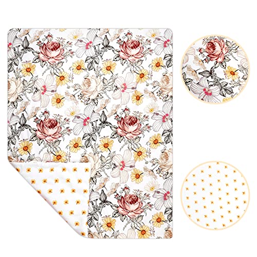 Vintage Floral Crib Bedding Set, 4 Piece Nursery Bundle, Comforter Sheet Skirt Diaper Organizer, Standard Crib Mattress 2 Product: HNHUAMING 4-Piece Crib Bedding Set for Girls, Boho Baby Girl Bedding Set with Crib Skirt, Baby Quilt, Crib Sheet and Diaper Stacker, Flower