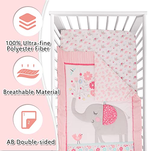 Honkaii 3 Piece Crib Bedding Set, Pink Bella Nursery Bedding for Boys or Girls, Synthetic Fiber 3-Piece Set, 3-Pink-Bella 2 Product: Honkaii Crib Bedding Set for Boys or Girls 3 Piece (3-Pink-Bella)