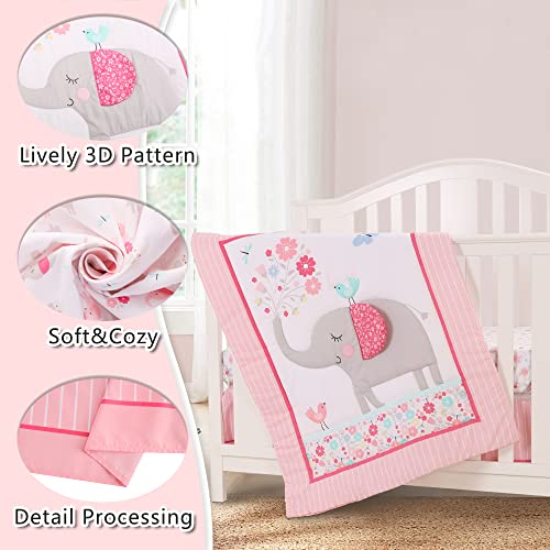 Honkaii 3 Piece Crib Bedding Set, Pink Bella Nursery Bedding for Boys or Girls, Synthetic Fiber 3-Piece Set, 3-Pink-Bella 1 Product: Honkaii Crib Bedding Set for Boys or Girls 3 Piece (3-Pink-Bella)