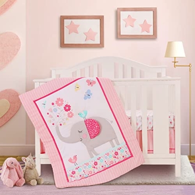 Product: Honkaii Crib Bedding Set for Boys or Girls 3 Piece (3-Pink-Bella)