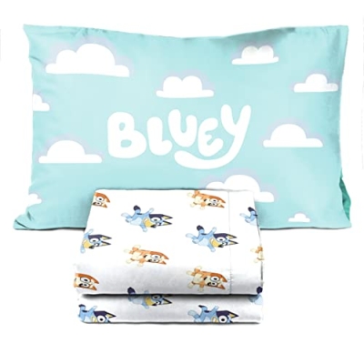Bluey Bingo Toddler Bed Set, 4 Piece Microfiber Bedding, Official Bluey Products, 28 x 52 in 12 Product: Jay Franco Bluey & Bingo 4 Piece Toddler Size Bed Set – Super Soft Microfiber Bed Set Includes Size Comforter & Sheet Set (Official Bluey Products)