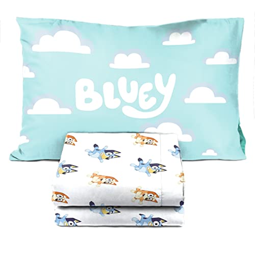 Bluey Bingo Toddler Bed Set, 4 Piece Microfiber Bedding, Official Bluey Products, 28 x 52 in 5 Product: Jay Franco Bluey & Bingo 4 Piece Toddler Size Bed Set – Super Soft Microfiber Bed Set Includes Size Comforter & Sheet Set (Official Bluey Products)