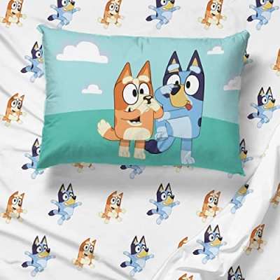 Bluey Bingo Toddler Bed Set, 4 Piece Microfiber Bedding, Official Bluey Products, 28 x 52 in 11 Product: Jay Franco Bluey & Bingo 4 Piece Toddler Size Bed Set – Super Soft Microfiber Bed Set Includes Size Comforter & Sheet Set (Official Bluey Products)