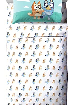 Bluey Bingo Toddler Bed Set, 4 Piece Microfiber Bedding, Official Bluey Products, 28 x 52 in 9 Product: Jay Franco Bluey & Bingo 4 Piece Toddler Size Bed Set – Super Soft Microfiber Bed Set Includes Size Comforter & Sheet Set (Official Bluey Products)