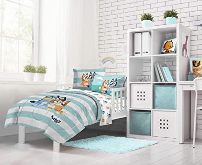 Bluey Bingo Toddler Bed Set, 4 Piece Microfiber Bedding, Official Bluey Products, 28 x 52 in 13 Product: Jay Franco Bluey & Bingo 4 Piece Toddler Size Bed Set – Super Soft Microfiber Bed Set Includes Size Comforter & Sheet Set (Official Bluey Products)