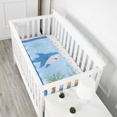Blue Ocean World Baby Crib Bedding Set, 3 Piece Quilt Fitted Sheet Crib Skirt, Gray Chevron Nursery, 6Yrs 10 Product: JHLCARPET - 3pcs Blue Ocean World Baby Crib Bedding Set (Quilt, Fitted Crib Sheet, Crib Skirt)