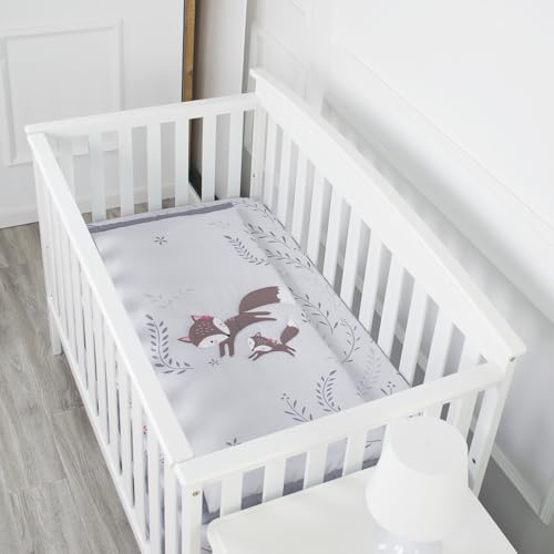 Safari World Baby Crib Bedding Set, Quilt Fitted Crib Sheet Bed Skirt, Brontosaurus Dinosaur Gray Navy Blue 3 Piece, 6 Years Old 6 Product: JHLCARPET - 3pcs Safari World Baby Crib Bedding Set (Quilt, Fitted Crib Sheet, Crib Skirt)