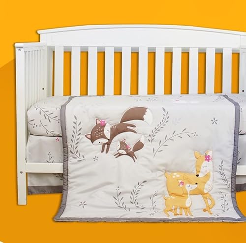 Safari World Baby Crib Bedding Set, Quilt Fitted Crib Sheet Bed Skirt, Brontosaurus Dinosaur Gray Navy Blue 3 Piece, 6 Years Old 5 Product: JHLCARPET - 3pcs Safari World Baby Crib Bedding Set (Quilt, Fitted Crib Sheet, Crib Skirt)