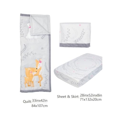 Safari World Baby Crib Bedding Set, Quilt Fitted Crib Sheet Bed Skirt, Brontosaurus Dinosaur Gray Navy Blue 3 Piece, 6 Years Old 11 Product: JHLCARPET - 3pcs Safari World Baby Crib Bedding Set (Quilt, Fitted Crib Sheet, Crib Skirt)