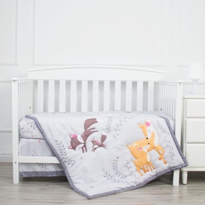 Safari World Baby Crib Bedding Set, Quilt Fitted Crib Sheet Bed Skirt, Brontosaurus Dinosaur Gray Navy Blue 3 Piece, 6 Years Old 15 Product: JHLCARPET - 3pcs Safari World Baby Crib Bedding Set (Quilt, Fitted Crib Sheet, Crib Skirt)