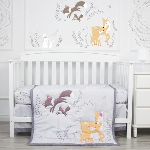 Safari World Baby Crib Bedding Set, Quilt Fitted Crib Sheet Bed Skirt, Brontosaurus Dinosaur Gray Navy Blue 3 Piece, 6 Years Old 2 Product: JHLCARPET - 3pcs Safari World Baby Crib Bedding Set (Quilt, Fitted Crib Sheet, Crib Skirt)