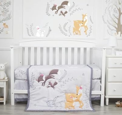 Safari World Baby Crib Bedding Set, Quilt Fitted Crib Sheet Bed Skirt, Brontosaurus Dinosaur Gray Navy Blue 3 Piece, 6 Years Old 9 Product: JHLCARPET - 3pcs Safari World Baby Crib Bedding Set (Quilt, Fitted Crib Sheet, Crib Skirt)